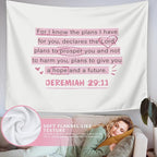 LIANGW Cute Pink Christian Tapestry Aesthetic for Bedroom, Coquette Preppy Room Decor for Women, Dorm Decor for College Girls, Bible Verses Tapestries Wall Hanging 50x60 inche