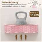 GRANNY SAYS 2 Pack Wicker Corner Shower Caddy Hanging, Shower Shelf for Inside Showers, Adhesive Shelves for Bathroom Organizers and Storage, Bathroom Shelves Wall Mounted with 4 Hooks for Decor, Pink