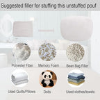 Unstuffed Ottoman Pouf Cover, Foot Rest Cover, Bean Bag Chair Cover (Beige)