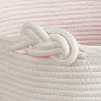 CherryNow Large Rope Basket – 16''x13'' Pink Decorative Woven Basket for Toys, Blankets, or Laundry, Cute Tassel Decor for Baby & Girl - Home Storage Container