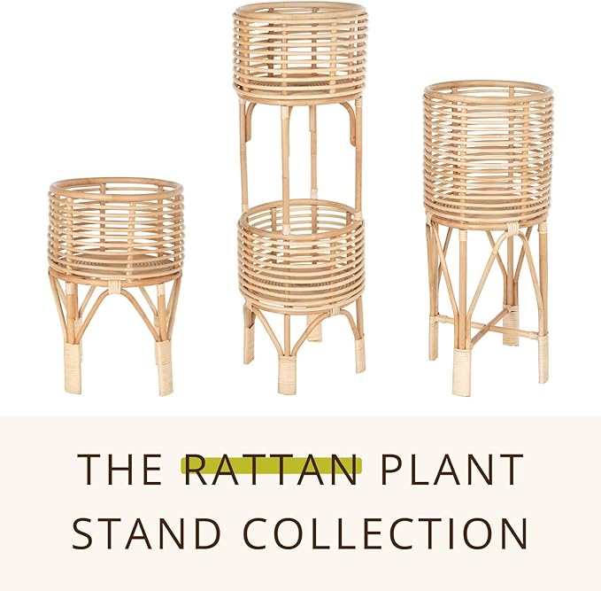 KOUBOO Rattan Indoor Two-Tier Plant Stand, Natural Planter, Large, Brown
