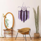 ANROYE Purple Triple Moon Goddess Macrame Wall Hanging, Boho Wiccan Crescent Dream Catcher, Bohemian Dreamcatcher for Women,Woven Pagan Tapestry Decor for Bedroom Witch Decoration