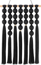 STRONA Handmade Macrame Wall Hanging – 16"W x 23"L Boho Tapestry with Gold Detail, Black Cotton Macrame Wall Art, Organic Modern Decor for Bedroom, Living Room, Entryway, Artisan Handcrafted in India