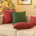 MIULEE Pack of 2 Christmas Decorative Burlap Linen Throw Pillow Covers Modern Farmhouse Pillowcase Rustic Woven Textured Cushion Cover for Sofa Couch Bed 18x18 Inch Christmas Green