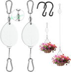2026New 2Pcs Retractable Plant Hanger with Leaf Texture,44Lbs Load Capacity,Auto Lock,Adjustable Hook for Hanging Plants,Bird Feed,Wind Chimes,Garden Pots,Rust-Proof Stainless Steel,White