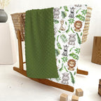 Jungle Safari Tropical Leaves Baby Blankets for Girl Boy Lion Elephant Hippo Zebra Giraffe Soft Mink Dotted Backing Double Layer Swaddle Blanket for Toddler Nursery African Animals Bed Blanket 30x40