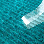 MIULEE Fleece Throw Blanket for Couch 300GSM Super Soft Lightweight Plush Striped Blanket, Teal Blue Warm Cozy Breathable Ribbed Blanket for Bed/Sofa, Throw Size 50"x60", Turquoise