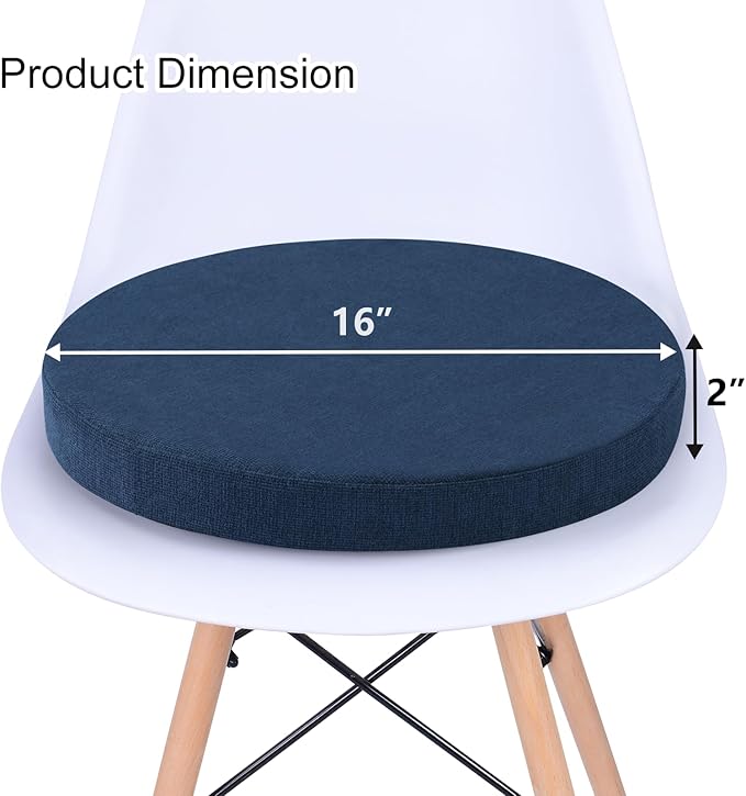 Tromlycs Round Chair Seat Cushion Pad 16 inch for Circle Bistro Chairs Non Slip Foam Cushion Navy Blue
