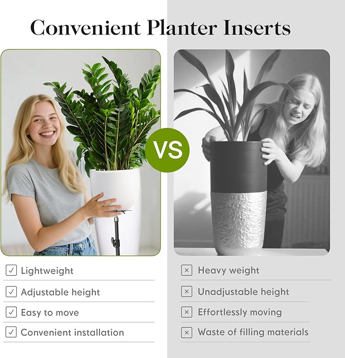 AZEAM Adjustable Plant Risers for Inside Pots, 2 PCS Planter Inserts Fillers 13"- 24" Raise for Large Flower Pots, Height Planter Lifter Stand with 4"-12" Top Support for Outdoor Indoor Plants