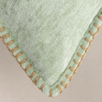 Decorative Throw Pillow Covers Pack of 2, 18x18 In Chenille Soft Pillow Covers with Stitched Edge, Farmhouse Neutral Euro Decorative Pillows for Bed Couch Sofa Home Decor Living Room,Green