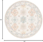 SAFAVIEH Micro-Loop Collection Area Rug - 6' Round, Ivory & Blue, Handmade Boho Rustic Wool, Ideal for High Traffic Areas in Living Room, Bedroom (MLP476M)