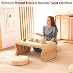Round Woven Floor Pillow Natural Seat Cushion, Straw Flat Seat Cushion, Handmade Floor Pouf Mat, Ottoman Footstool for Meditation, Zen, Yoga Practice or Buddham (15.74" Dia. x 3.94" H)