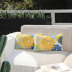 DFXSZ Yellow Blue Flower Pillow Covers 12x20 Inch Set of 2 Outdoor Throw Pillows Outdoor Waterproof Decor for Living Room Sofa Patio Funiture Garden Floral Polyester Pillow Covers 002J12