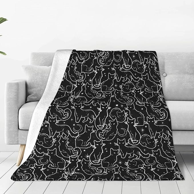 Cat Throw Blanket Soft Flannel Blanket 60"x50" in Bed Blanket Home Decor for Room Sofa Couch All Season