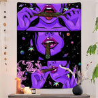 Yeoiat Wall Art Tapestry for Bedroom (Purple, 44x60 inches), Anime Themed, Aesthetic Tapestries, Trippy Room Decor