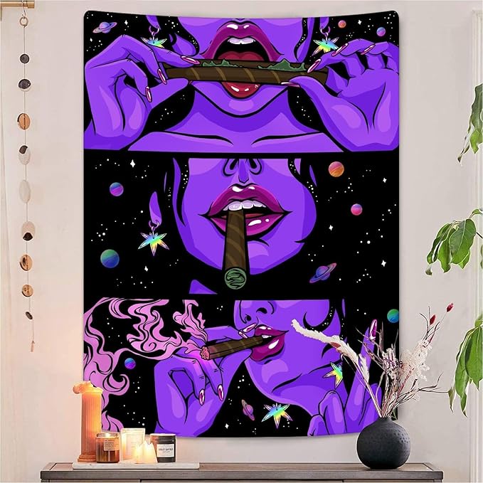 Yeoiat Fantasy Tapestry Anime Tapestry for Bedroom Cool Tapestries Wall Hanging for Dorm Living Room (Purple, 36.00" x 48.00")