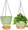 QCQHDU 2 Pack 10 Inch Hanging Planters for Indoor Outdoor Plants, Hanging Baskets Flower Pots with Reservoir Tray & Visible Water-Level
