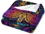 Mandala Boho Throw Blanket Colorful Dragonfly Sun Bohemian Blanket for Sofa Bed Couch Chair Or Dorm 40"x50"