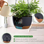 Set of 2 Hanging Planters for Indoor Outdoor Plants, 8 Inch Self-Watering Hanging Flower Pots with Drainage Hole & Removable Water-Storage Tray (Hooks)