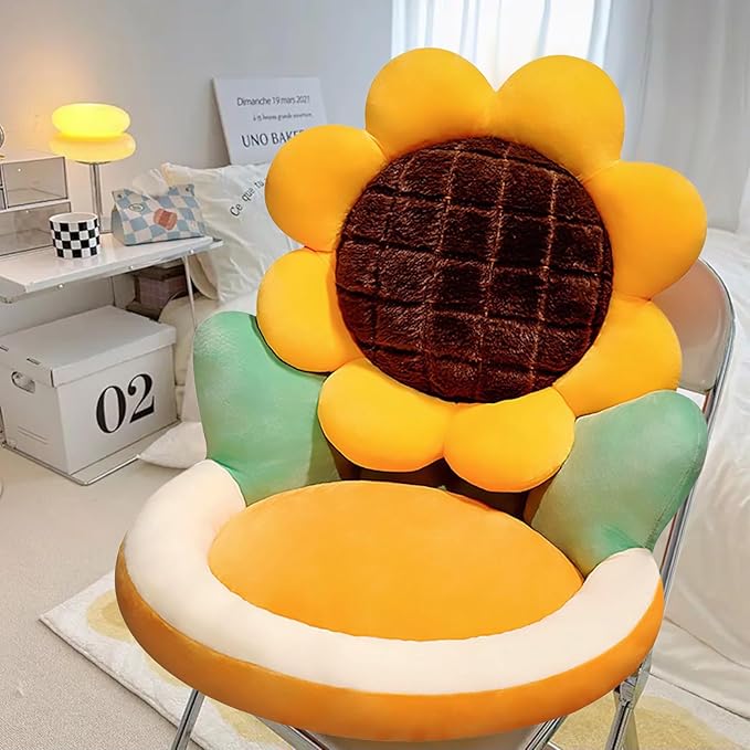 Ditucu Sunflower Shape Chair Pillow Cute Seat Cushion 19 x 18 inch Comfy Lazy Sofa Floor Pillows Dorm Seating for Childs Adults for Bedroom Decor
