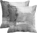 Britimes Throw Pillow Covers Modern Home Art Decor, 18 x 18 Inches Set of 2 Abstract Oil Painting Pillowcases for Bedroom, Living Room, Cushion Couch Sofa, Abstract White Grey