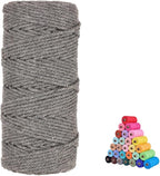 flipped 100% Natural Macrame Cotton Cord,3mm x109 Yard Twine String Cord Colored Cotton Rope Craft Cord for DIY Crafts Knitting Plant Hangers Christmas Wedding Décor (Gray, 3mm*109yards)