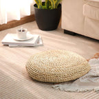 Barydat 6 Pcs Floor Cushions Round Large Pillow Seating Meditation Floor Pillow Boho Natural Woven Seat Cushion Japanese Tatami Cushion for Yoga Room Balcony Chair Pad, 15.75 Inch