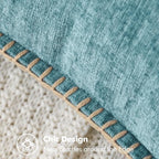 MIULEE Pack of 2 Couch Throw Pillow Covers 12x20 Inch Smoke Blue Farmhouse Decorative Pillow Covers with Stitched Edge Soft Chenille Solid Dyed Spring Pillow Covers for Sofa Bed Living Room