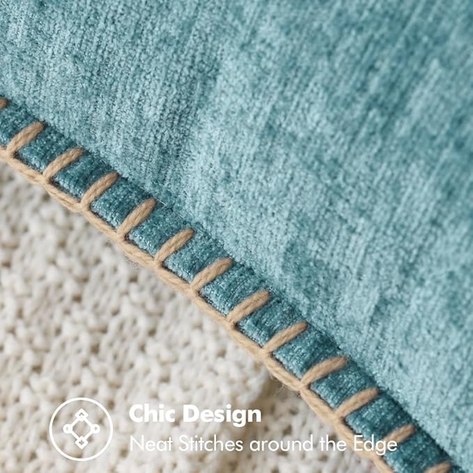MIULEE Pack of 2 Couch Throw Pillow Covers 12x20 Inch Smoke Blue Farmhouse Decorative Pillow Covers with Stitched Edge Soft Chenille Solid Dyed Spring Pillow Covers for Sofa Bed Living Room