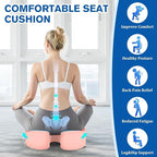 Seat Cushion, Chair Cushions, Office Chair Cushions, Anti-Slip Bottom & Removable Cover Tailbone Pain Relief Cushion, Memory Foam Seat Cushion for Office, Wheelchair, Car (Pink)