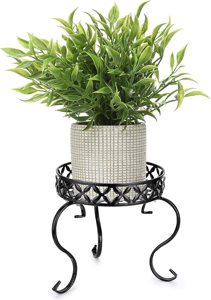 OwnMy Metal Round Plant Stand Indoor Outdoor Iron Flower Pot Holder, Heavy Duty Plant Stand Display Potted Rack for Home, Garden, Patio, Black
