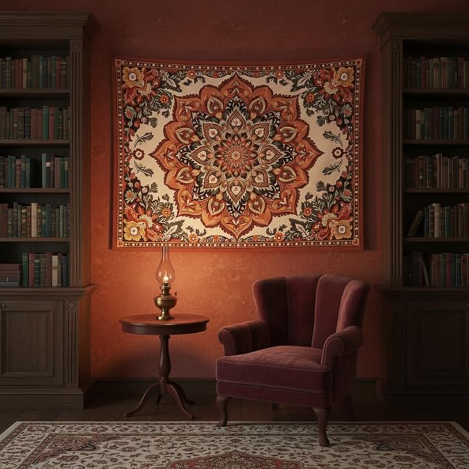 Accnicc Vintage Floral Mandala Tapestry Wall Hanging Boho Flower Tapestry Aesthetic Retro Bohemian Hippie Indian Cute Small Tapestries for Bedroom Living Room Dorm Decor 48 x 36 Inch