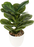 Briful 18 Inch Artificial Plants Realistic Fake Fiddle Leaf Fig Plant Faux Ficus Lyrata Plant Potted Fake Plant in White Pot for Living Room Home Indoor Decor