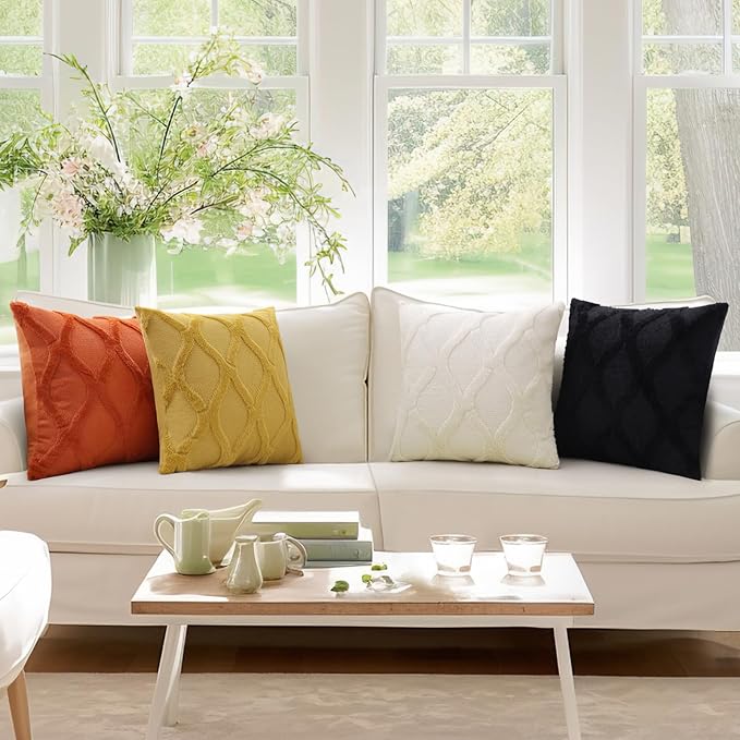 decorUhome Spring Throw Pillow Covers 12x20 Inch Set of 2, Soft Plush Faux Fur Wool Lumbar Rust Accent Couch Pillow Covers for Modern Farmhouse Bed Sofa Living Room