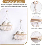 Artilady Macrame Wall Hanging Shelf - 2 Pack Wood Shelves Boho Wall Shelf Decor with Tassels & Wooden Beads, Rustic Floating Shleves Plant Aesthetic Room Decor for Teen Girls