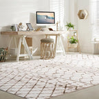 Lessymo Area Rugs 5x7, Washable Modern Area Rugs, Super Soft Faux-Wool Carpet for Living Room Bedroom Dining Room, Non-Slip Low Pile, Geometric Beige