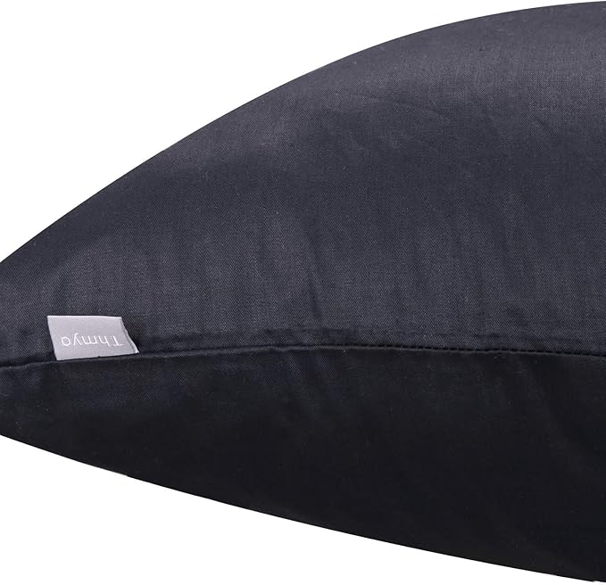 Thmyo 4-Pack 100% Cotton Comfortable Solid Decorative Throw Pillow Case Square Cushion Cover Pillowcase Sublimation Blank Pillow Covers Christmas DIY Throw Pillowcase for Sofa(24x24inch/60x60cm,Black)