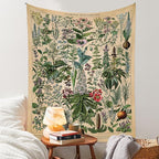 Vintage Flowers Tapestry 48”x36”, Long Vertical Wall Hanging Reference Illustrative Botanical Tapestries for Bedroom Aesthetic Floral Tapistry Botanical Plants Tapestry Wall Hanging Cute Bedroom Decor