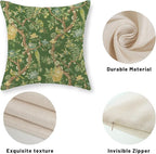 Floral Bird Pillow Covers 18x18 Set of 2 Chinoiserie Green Throw Pillow Covers Vintage Flowers Bird Decorative Pillow Cases Outdoor Chinoiserie Decor Farmhouse Cushion Case for Couch Sofa