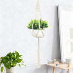 Macrame Plant Hanger, Hanging Planter Basket with Decorative Tassels, Decorative Flower Pot Holder for Indoor Outdoor Boho Home Decor, Set of 2 (Wooden Hanging Ring)