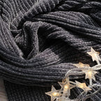 lifein Throw Blanket for Couch, Soft Boho Decor Bed Throw,Cozy Grey Knitted Chenille Small Farmhouse Lightweight Throw (Dark Grey,50 * 60")