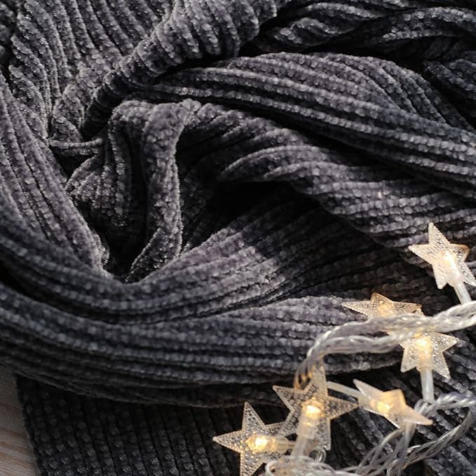 lifein Throw Blanket for Couch, Soft Boho Decor Bed Throw,Cozy Grey Knitted Chenille Small Farmhouse Lightweight Throw (Dark Grey,50 * 60")
