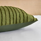 Standard Pillow Shams 2 Pack, Standard Size Pillowcases, Soft Microfiber Geometric Striped Tufted Pillow Covers with Envelope Closure, Green, 20x26 Inches