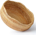 11.2” Bread Basket, Wicker Basket Rattan Fruit Bowls, Decorative Bread Baskets, Large Handwoven Storage Basket, Natural Serving Bowls Kitchen Counter Coffee Table Organizing Dining Room Vegetable