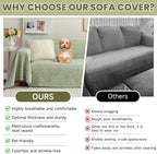 ROOMLIFE Green Sofa Cover, Vintage Boho Couch Cover for 3 Cushion Sofa, Soft Breathable Sofa Cover for Dog, Washable Furniture Sofa Protector Cover Blanket with Tassel for Living Room, 71 '' X 134''