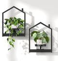 HOOBRO Wall Plant Holder, Wall Planters for Indoor Plants Set of 2, Plant Hanger Indoor Window Plant Shelves Frames Decor for Living Room Window, Black BK08HJP201