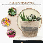 2PCS Plant Baskets Indoor with Liner Rattan Pots Planter Baskets Seagrass Indoor Planter Wicker Planters for and Outdoor Plants