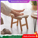 Foot Stool,Ottoman,Bamboo Small Sofa Foot Rest Under Desk,Extra Seating for Living Room, Bedroom and Kitchen (Natural Stool Legs - Stripes Surface)