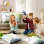 Tatuo 4 Pcs Flower Pillow Covers Square Spring Pillow Cushion Cases 18 x 18 Inch Family Faith Hope Love Words Decorative Summer Winter Cushion Case for Bed Couch Sofa Living Room(Green Series)