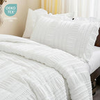 WONGS BEDDING Comforter Full Size, White Ruffle Comforter for Dorm Room Essentials for Full Bed, Soft Seersucker Textured Bedding Set Full Size Comforter Sets for Girls 90"×78"